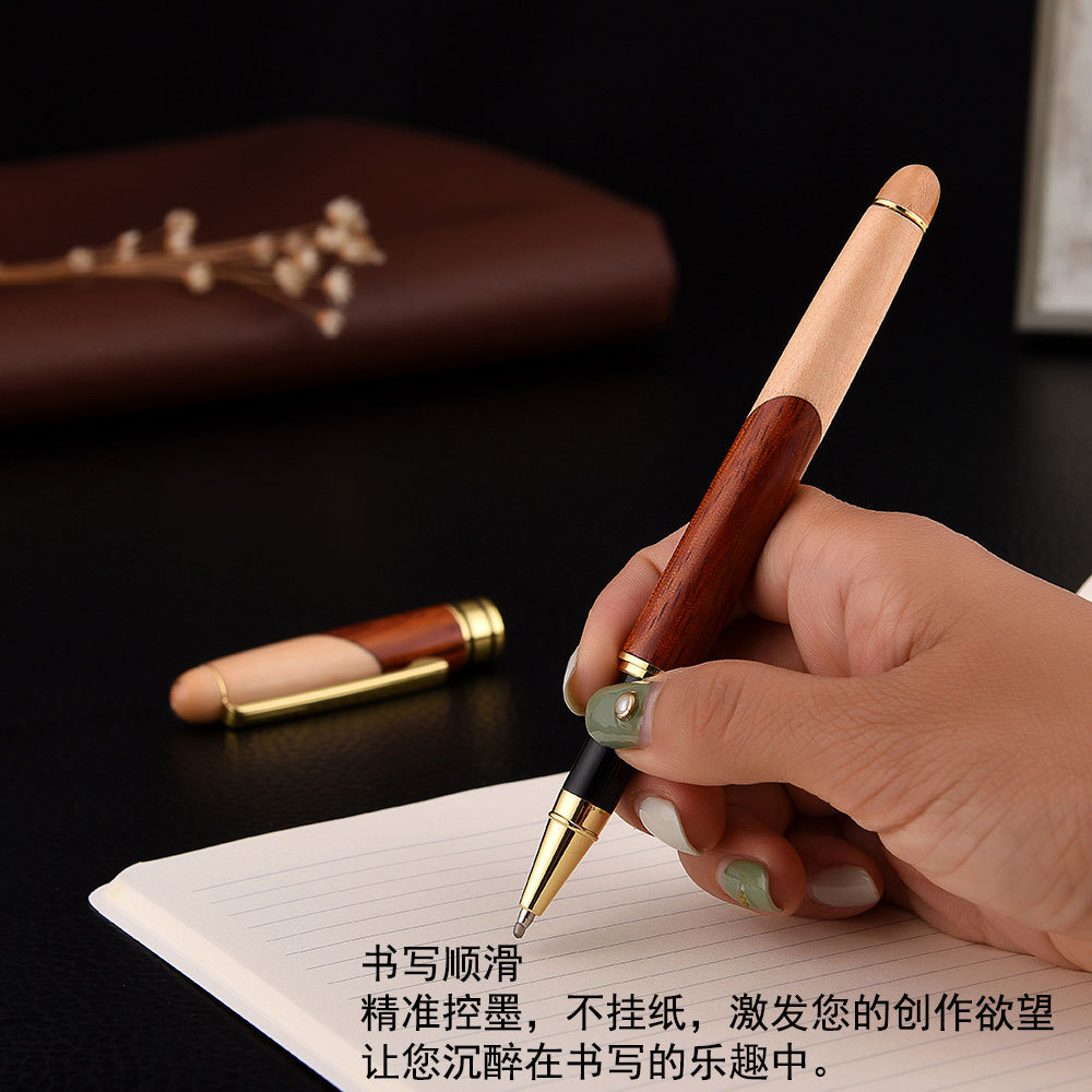 The wooden pen set in a wooden box is a practical gift for school and company employees. The wooden pen LOGO is in stock pic 9