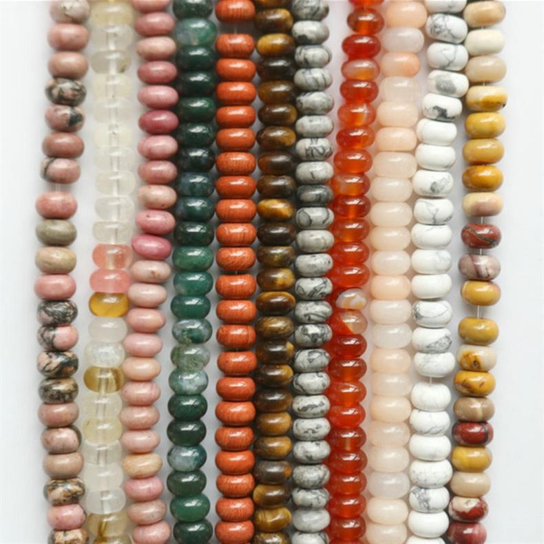 天然石算盘珠合集 红木纹虎眼蛋黄石散珠diy手串隔珠材料饰品配件详情5
