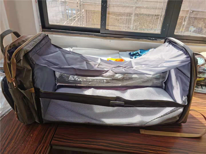 Portable folding mosquito net baby bed mom bag, multi-functional, lightweight and large-capacity casual shoulder baby bag for going out pic 32