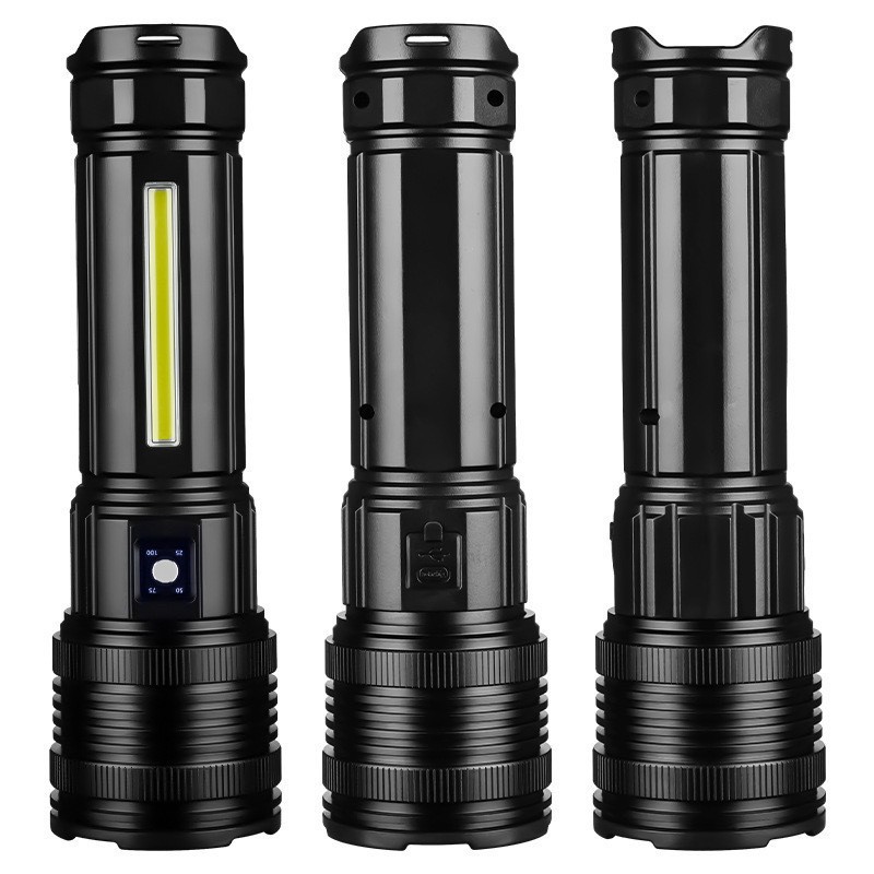穿天炮白激光伸缩变焦COB侧灯强光手电筒持久续航远射手电筒详情9