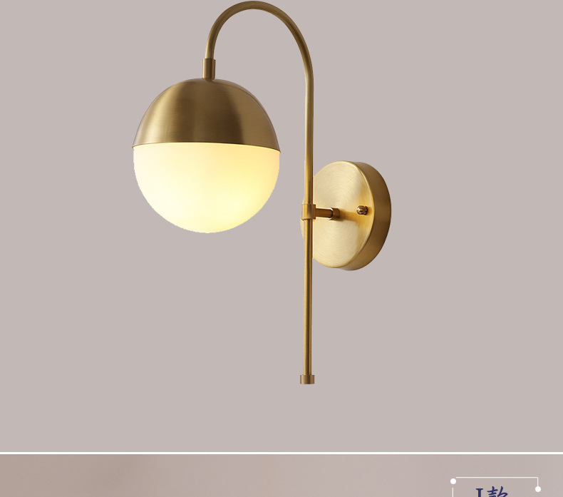 Crossover nórdico simple aplique de pared hierro forjado dorado cobre electrochapado cristal natural bola led dormitorio lámpara de cabecera pic 15
