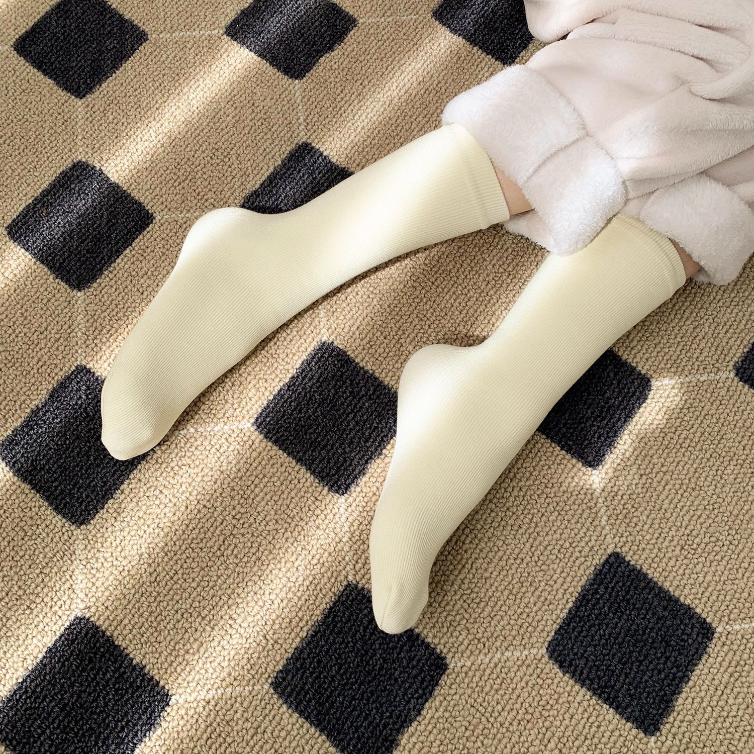 Unisex couple style fleece and thickened warm snow socks, mid-length home cotton socks, postpartum socks, floor socks pic 83