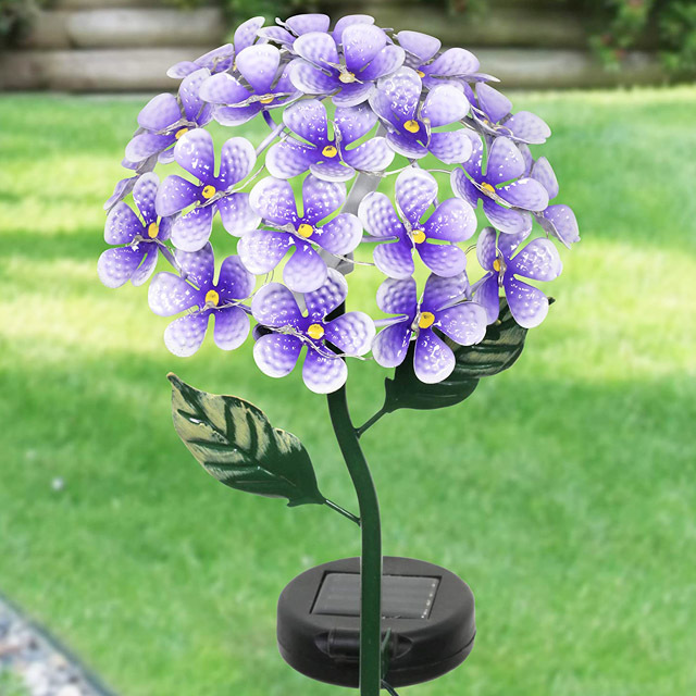 Amazon cross-border hydrangea pole solar pole light, LED light, outdoor garden decorative light, courtyard ironwork light pic 2
