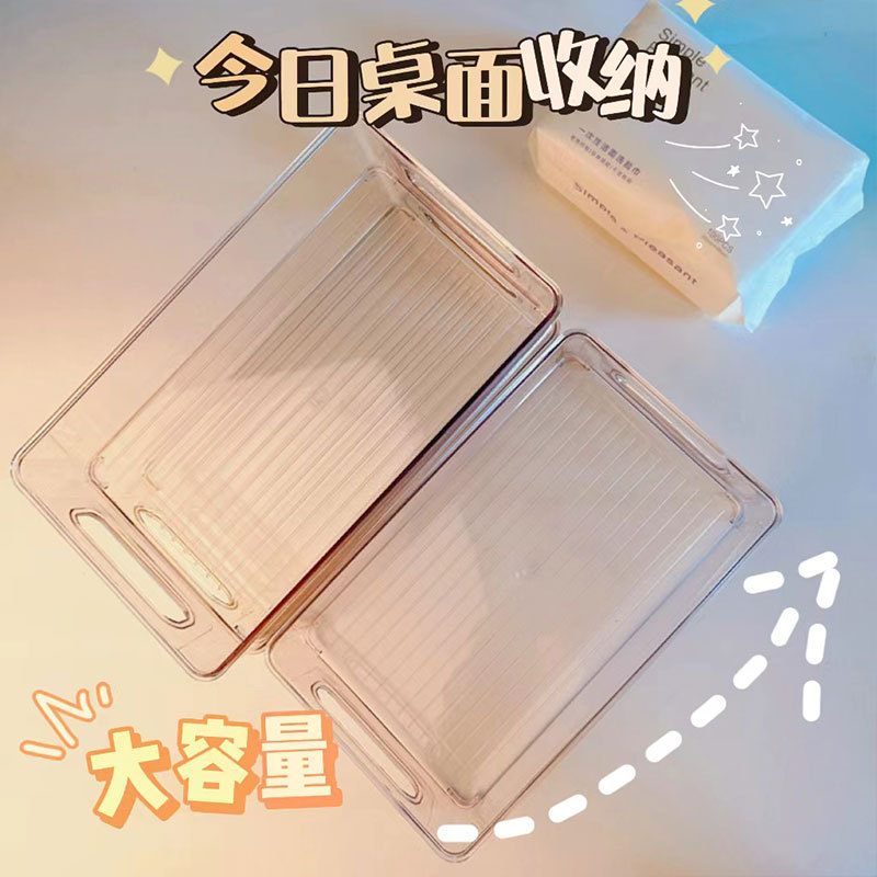 Grapefruit transparent acrylic storage box, student stationery, office desk storage basket, cosmetics drawer, household items pic 7