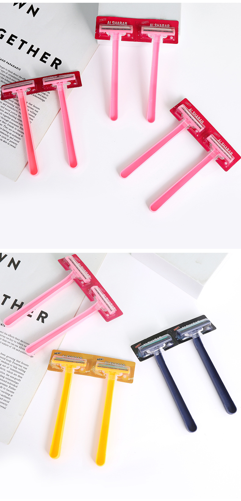 ALSHABAB吉派24把装2层刀片一次性剃须刀女士脱毛刀刮胡刀手动酒店防刮伤刀片详情8