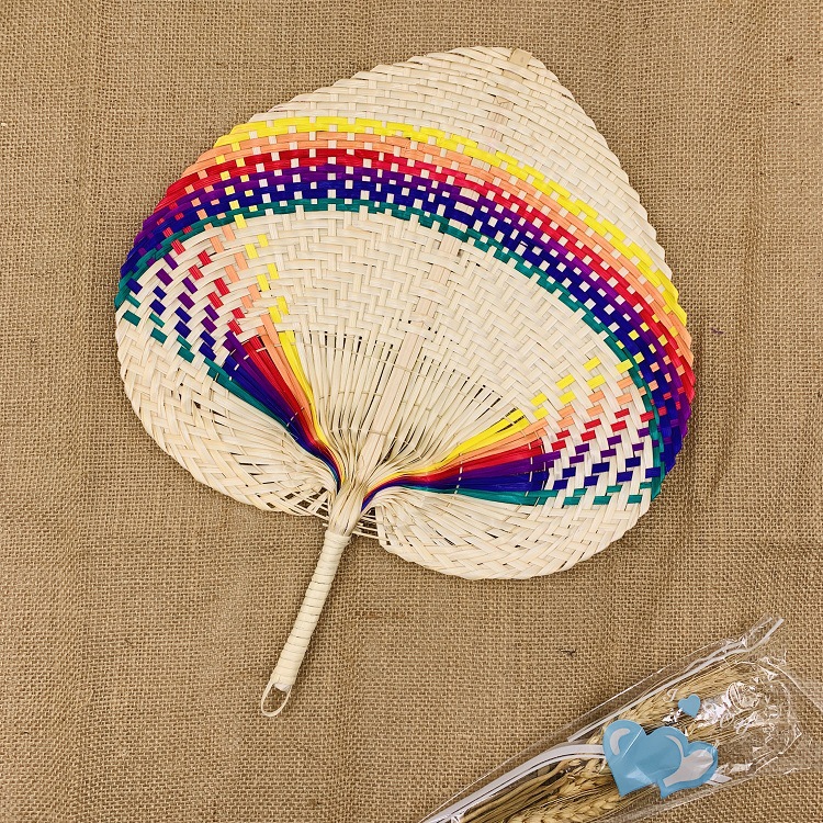Traditional Chinese hand-woven fans, rattan palm-leaf fans, round fans with bamboo handles, Chinese-style solid-color round fans pic 8