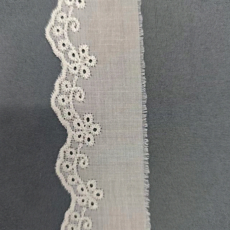 Wholesale of cotton embroidered lace, hollowed-out lace, embroidered skirt hem, clothing accessories, milk silk, perforated, barcode 2.5 pic 15