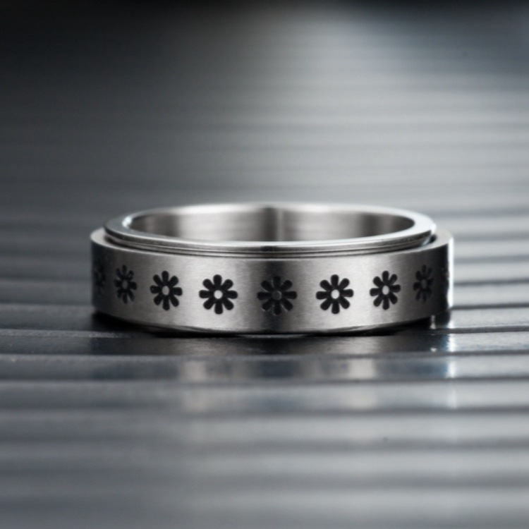 Cross-border Amazon bestseller titanium steel rotating ring, star and moon stress-relieving and anti-anxiety ring, European and American accessories/Chinese trend products pic 13