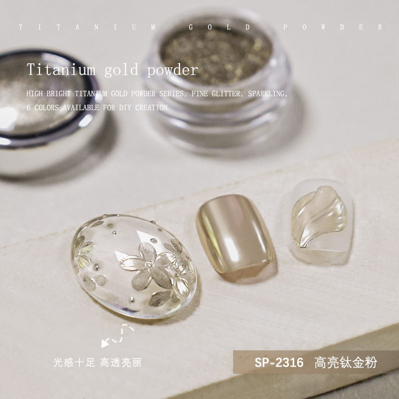 High-gloss titanium metal powder for nail art, magic mirror powder, mirror flour, iridic gold and silver, titanium gold electroplating, laser metal glitter powder pic 8