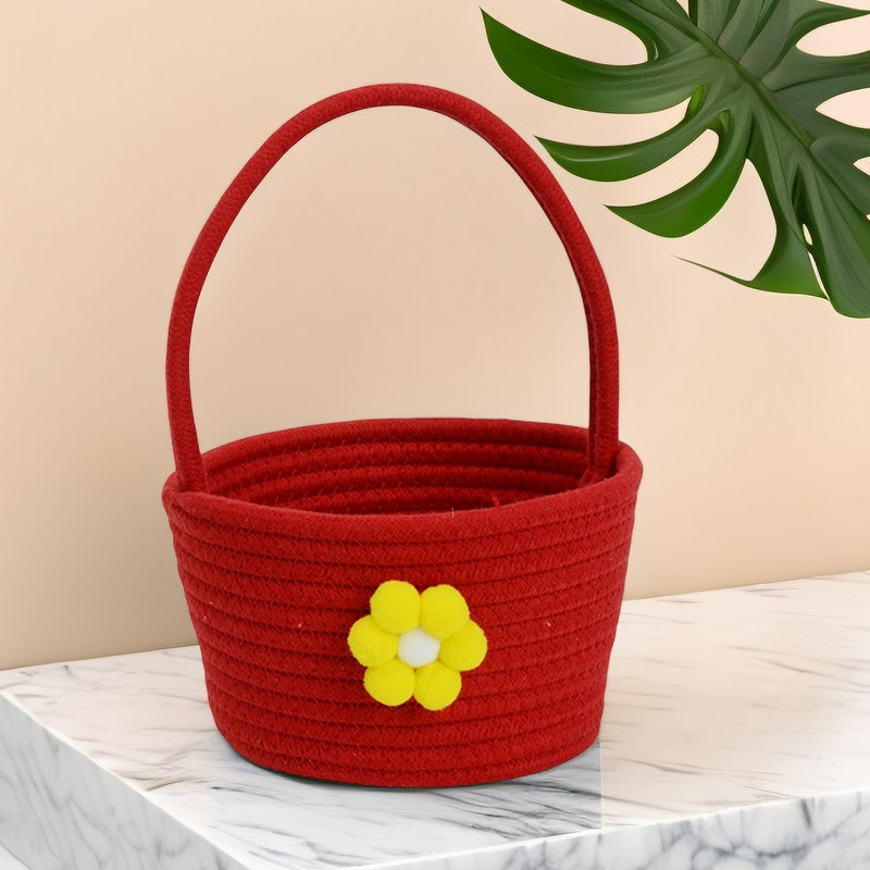 卡通小花手提收纳篮满月周岁伴手礼篮子婚礼喜篮手提水果篮收纳筐详情12