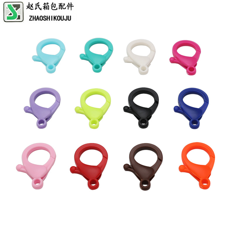 彩色弹簧扣箱包配件钥匙背包挂扣龙虾扣现货塑料黑色玩偶公仔挂扣详情4