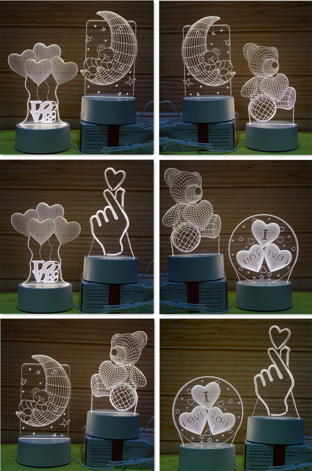 跨境爆品 3d小夜灯儿童卧室插电led灯亚克力氛围礼物月球外贸台灯详情8