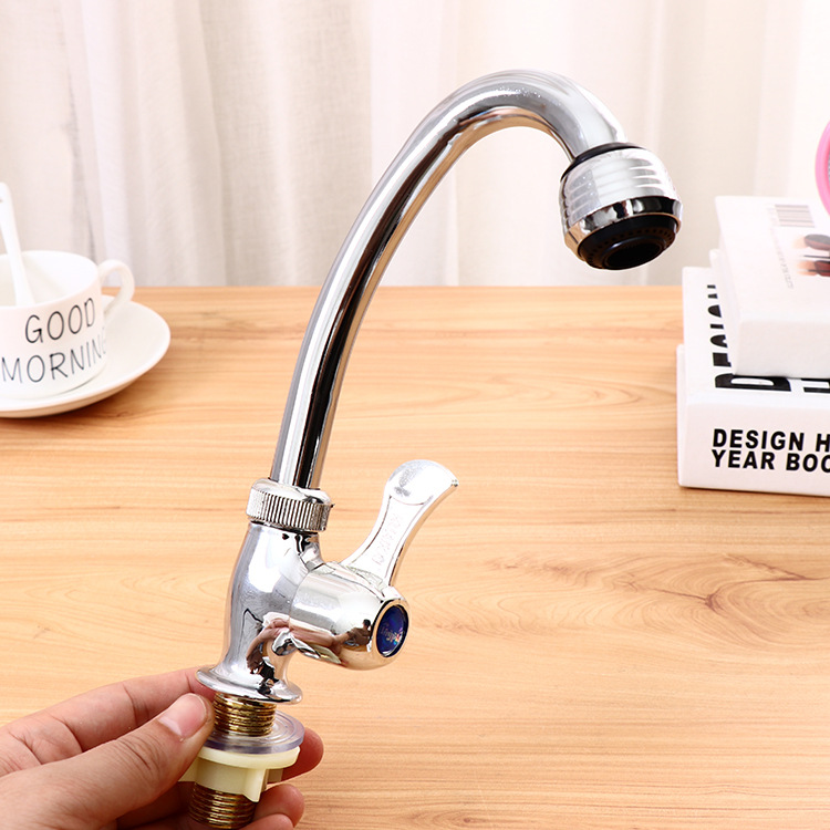 Fengen W9 household stainless steel faucet, sink, vertical curved quick-opening column kitchen faucet pic 5