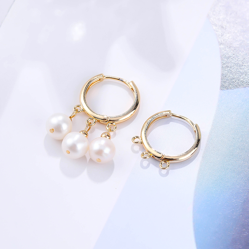 梵楚希14k包金铜镀真金气质时尚圆圈耳环耳圈带环耳饰手工DIY配件详情6