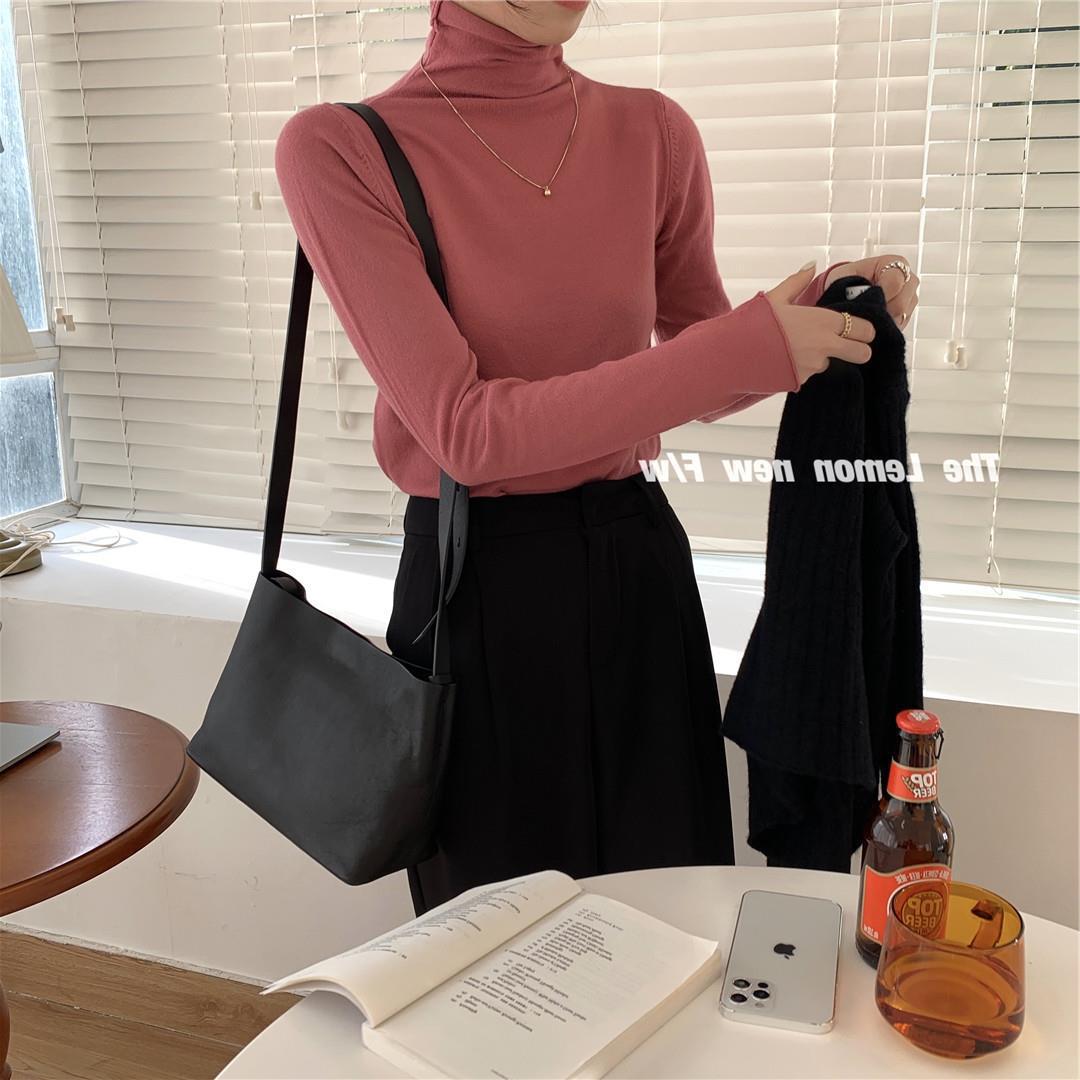 秋冬新款女装高领卷边打底衫糖果色修身保暖基础款仿羊绒衫毛衣女详情12