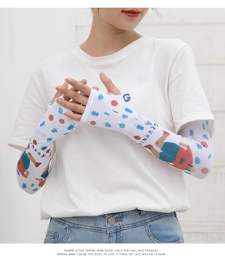 2021春夏季防晒袖套薄款冰丝手袖女骑车户外冰手臂套日系小清新袖详情7