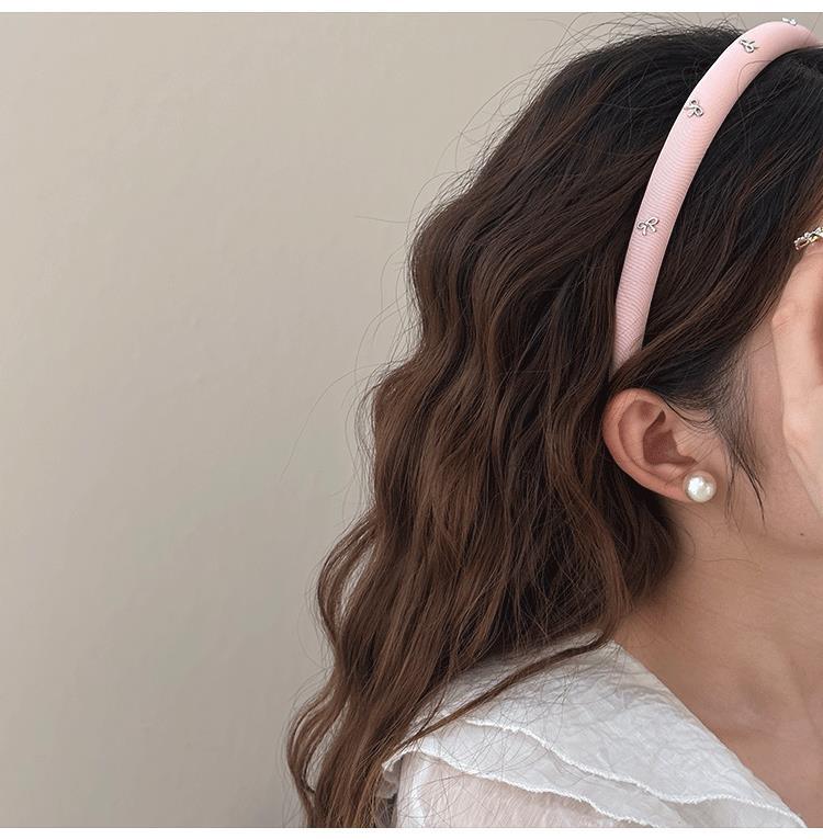 Korean-style fashionable and versatile bow headband, simple solid-color fabric sponge headband, high top headband, headwear and hairpin pic 19