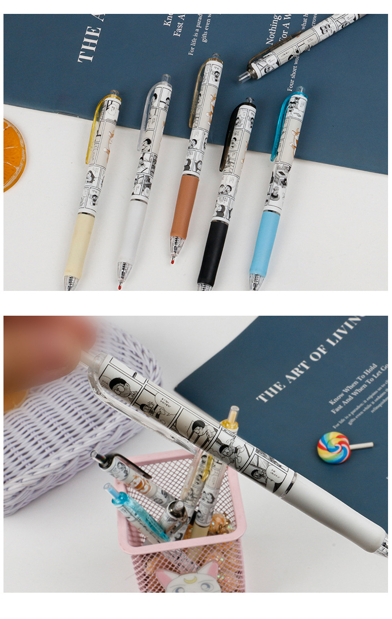 High appearance level, super cute limited edition Doraemon student supplies, press gel pen, signature pen, fountain pen 0.5mm black pic 7