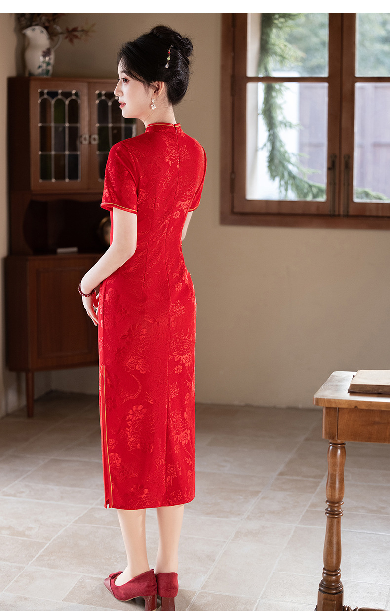 国潮中式改良旗袍2025新款女国风复古短袖出嫁高考回娘家礼服春夏详情16