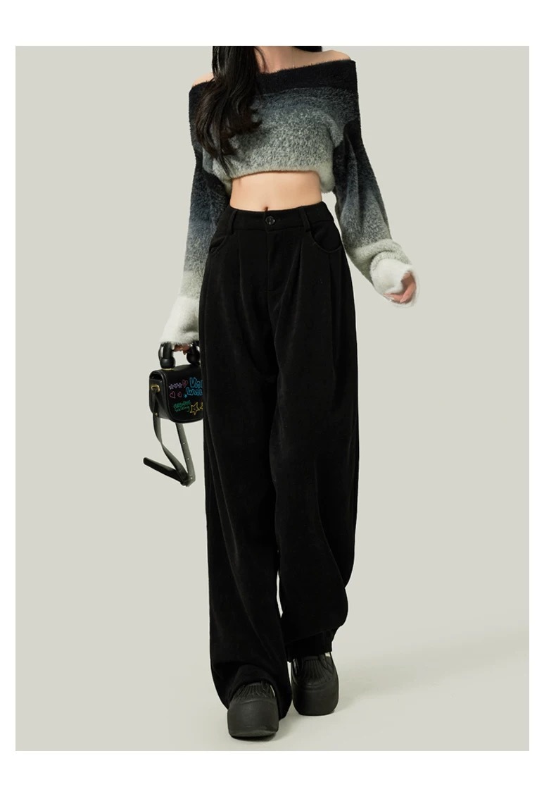 【高品质】欧棉绒阔腿裤秋冬新款加厚女高腰宽松爆款雪尼尔休闲裤详情22