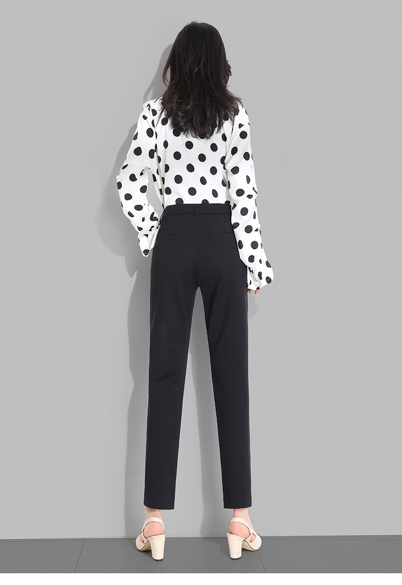 裤子女春夏西装裤女垂坠感高腰新款2023黑色小脚裤弹力女士休闲裤详情27