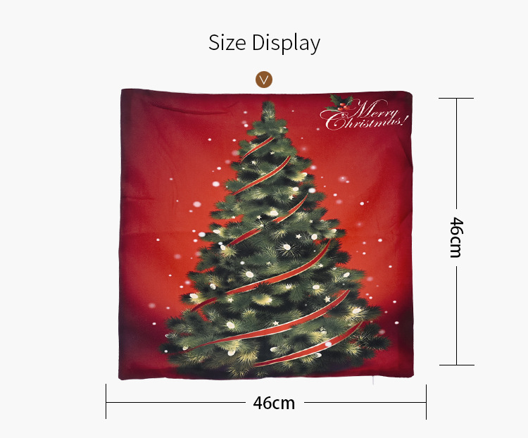 新款圣诞节装饰品创意绒布枕头套卡通老人印花枕套方形抱枕套详情3