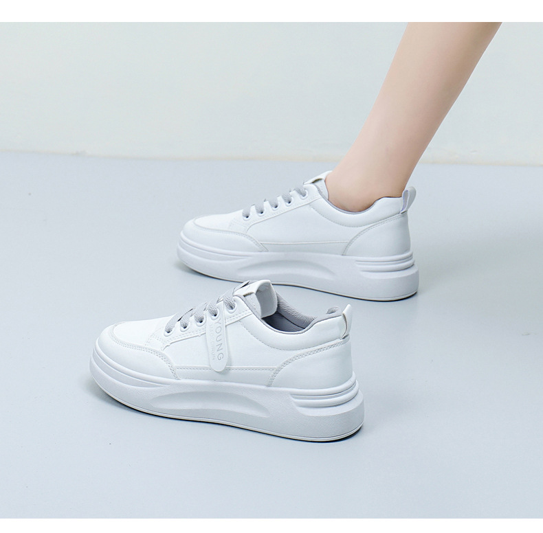 2024爆款春秋季轻便小白鞋皮面增高软底女士透气厚底运动休闲鞋女详情16