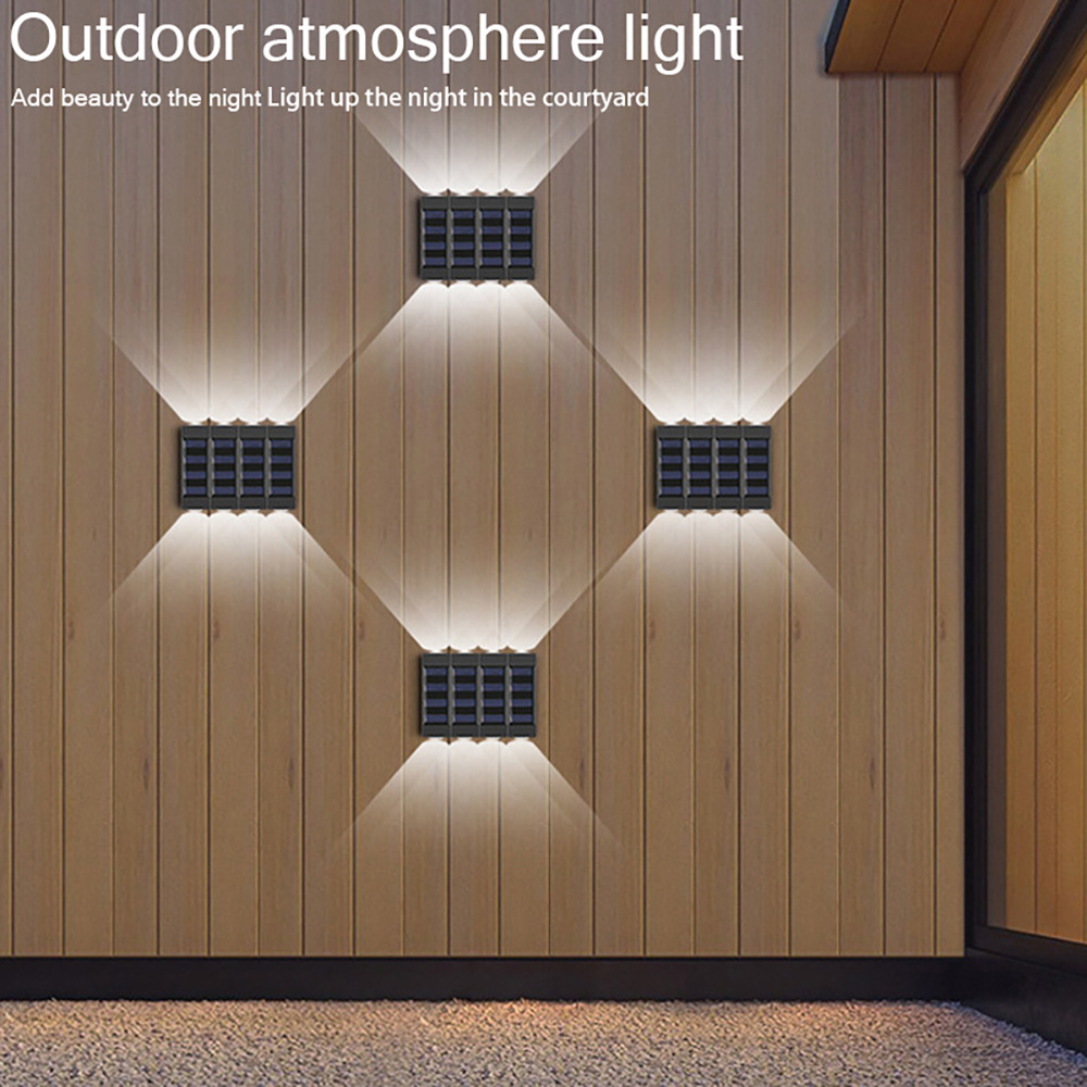 New type of top and bottom light-emitting, spliced solar wall lamp, outdoor courtyard, outdoor waterproof wall-washing lamp factory direct sales pic 10