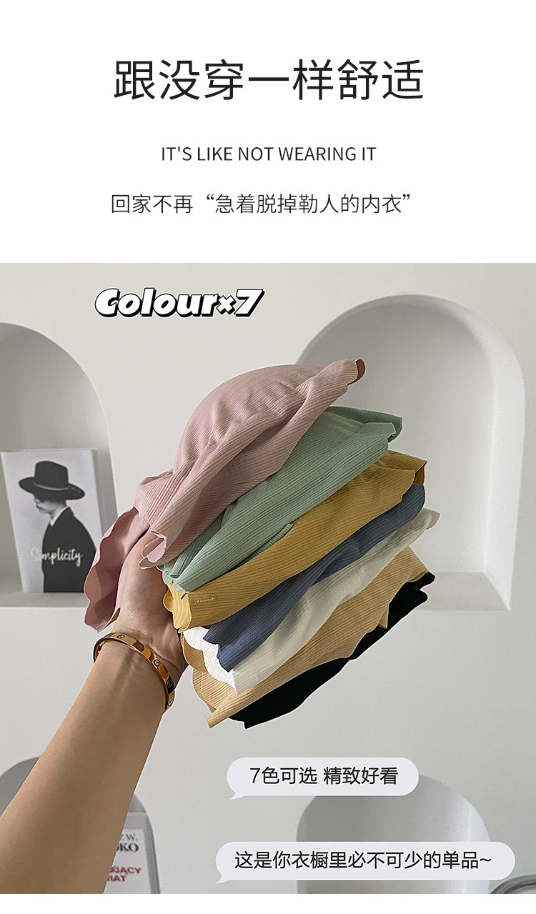 新款无痕冰丝美背打底无钢圈舒适性感花边抹胸运动防走光女士内衣详情4