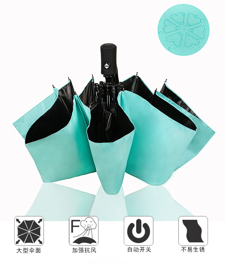 Creative water-blooming fully automatic umbrella, rain and sun dual-purpose three-fold umbrella, student sun protection and UV protection sun umbrella pic 1
