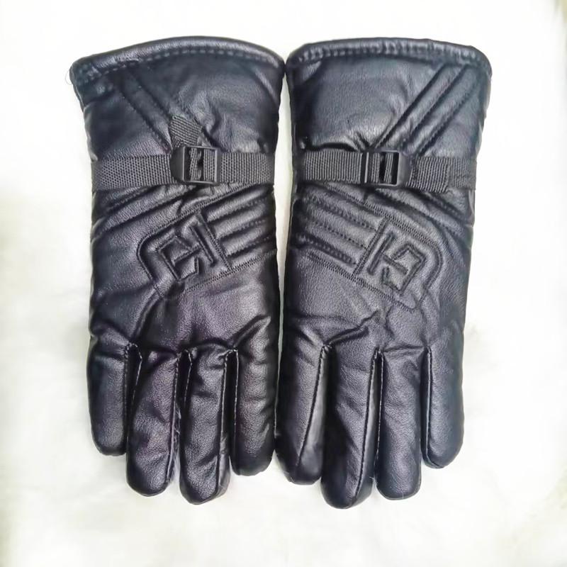 跨境加长摩托车保暖皮手套男士加厚加绒骑行防滑手套详情1