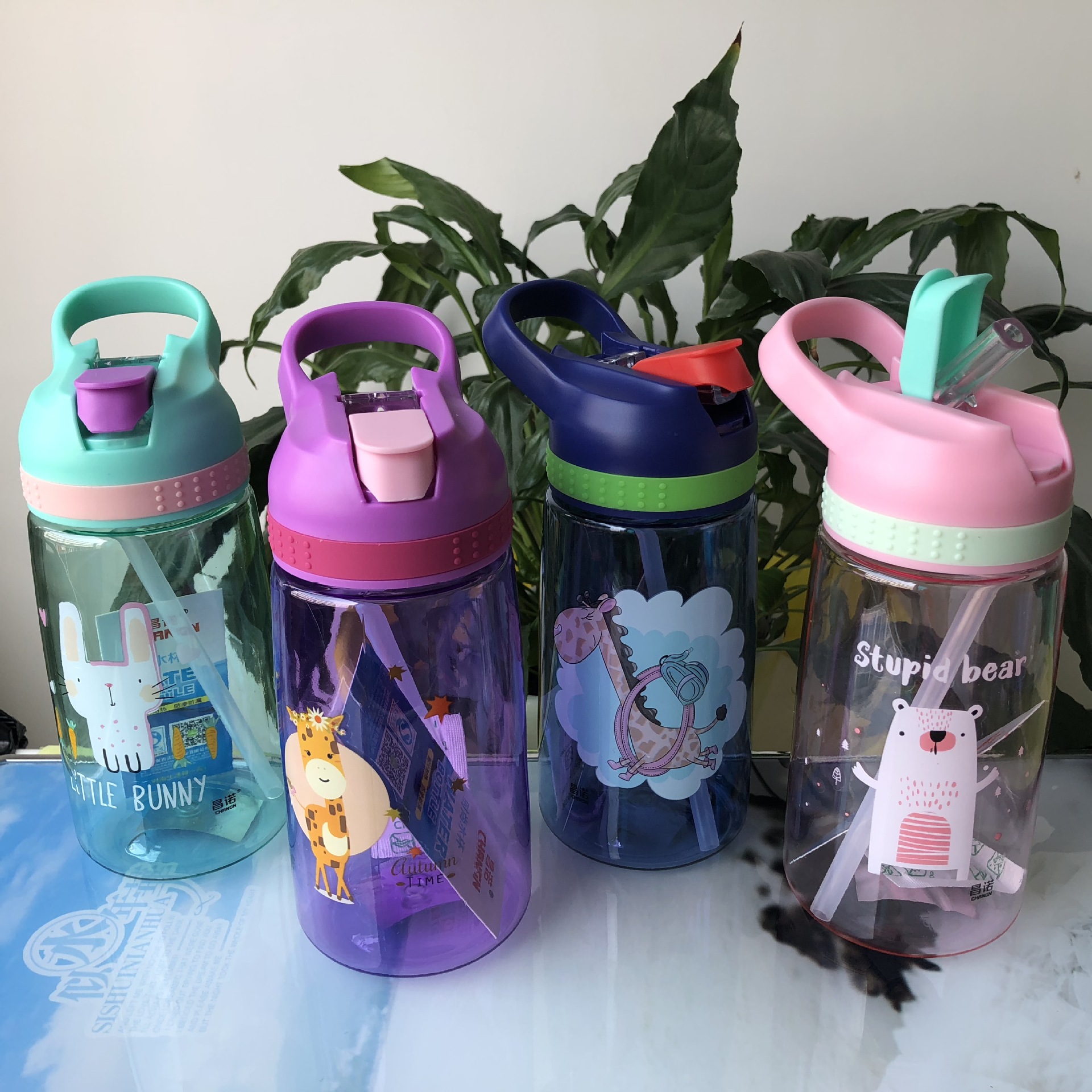 宝宝学饮杯塑料儿童吸管水杯学生可爱卡通防漏便携PC旅行杯详情6
