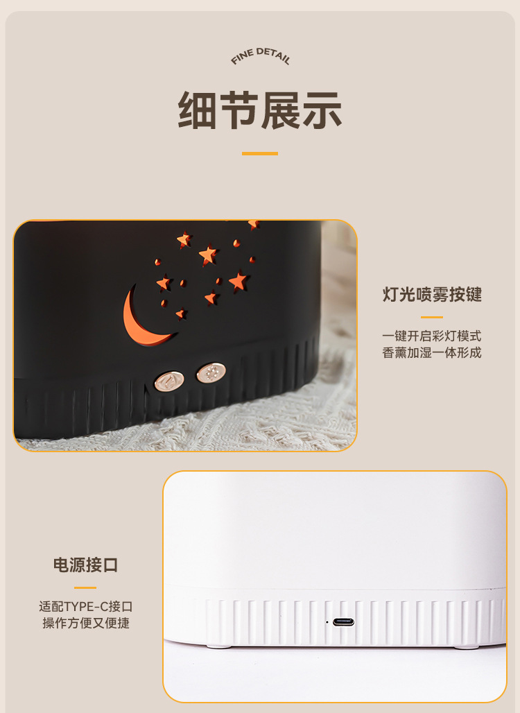 2025新款创意水晶盐香薰机七彩夜灯静音加湿器家用自动喷香香薰机详情14