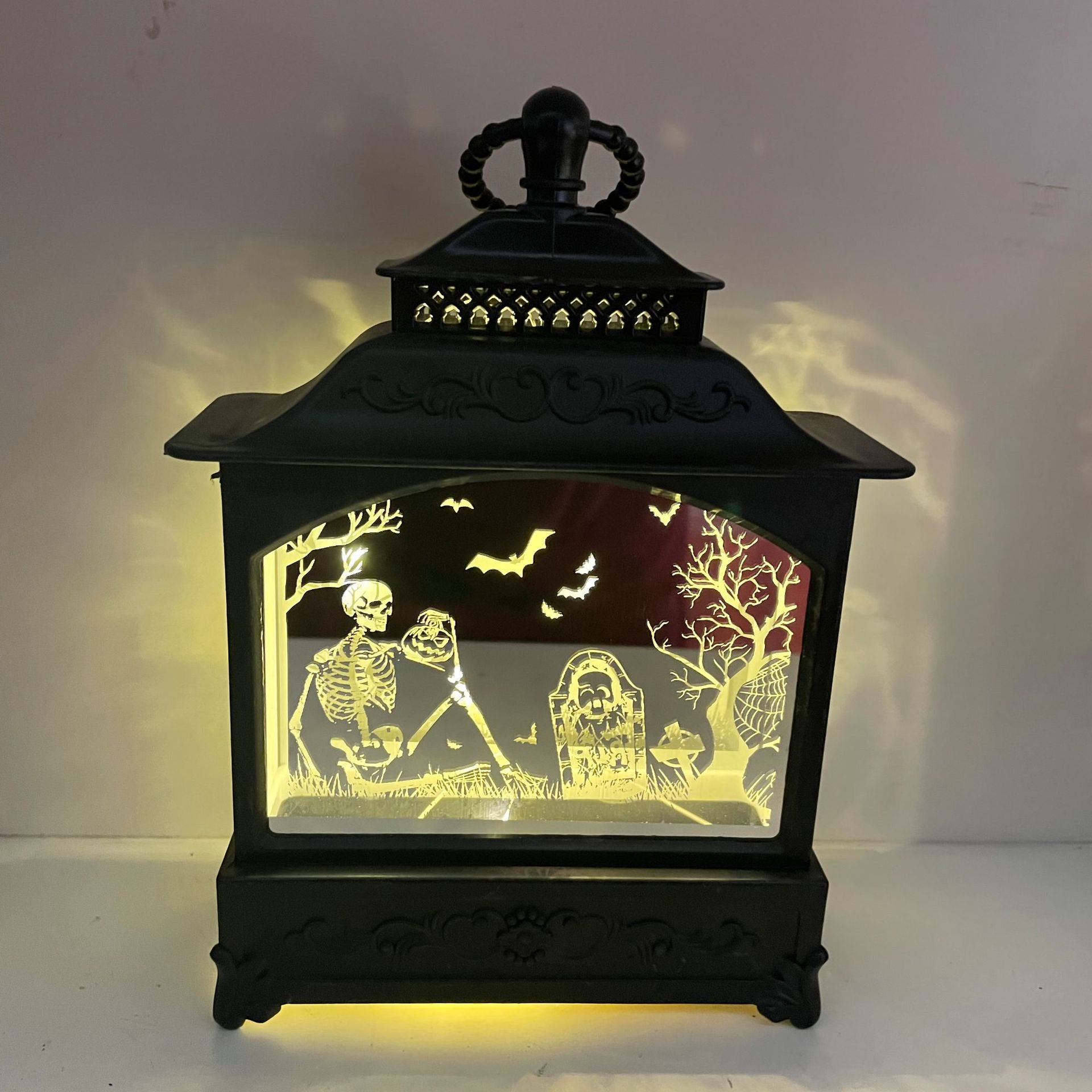 中型万圣节发光摆件道具风灯扁风灯油灯鬼节装饰氛围道具骷髅麋鹿详情5