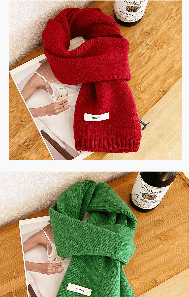 Selected Australian pure wool 100% wool scarf in solid color, versatile for both men and women, new winter warm knitted scarf pic 13
