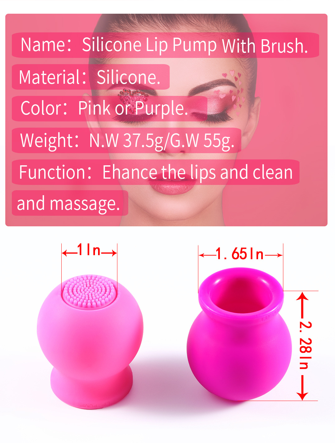 silicone lip pump with the brush Silicone lip beautification device Silicone pump Brush Lip pump is exclusively for foreign trade pic 6