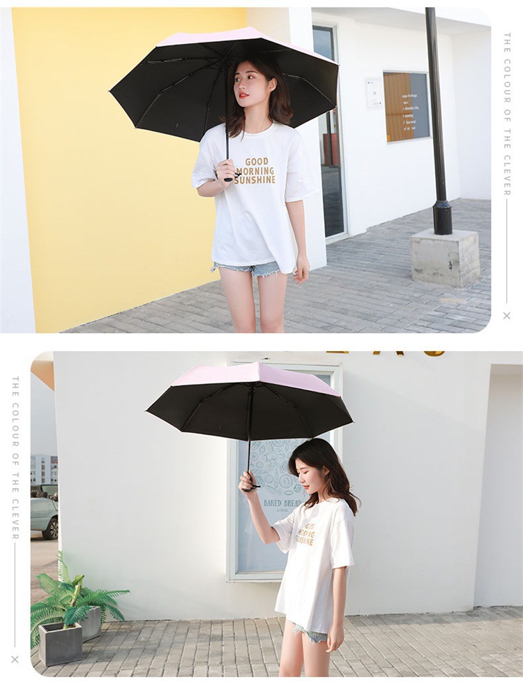 Fully automatic UV three-fold umbrella, black rubber sun protection, UV protection, sunshade umbrella, advertising umbrella, folding umbrella, female LOGO pic 18