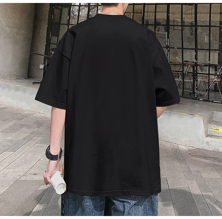 Camiseta de manga corta de estilo americano de algodón pesado hombre verano 2024 nuevo oso estampado estado de moda puerto estilo chico camiseta pic 9