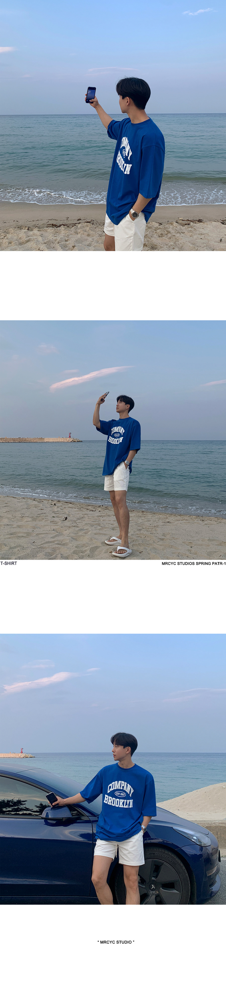 MYQ克莱因蓝短袖T恤男款夏季韩版潮流字母发泡印花纯棉半袖体恤详情14