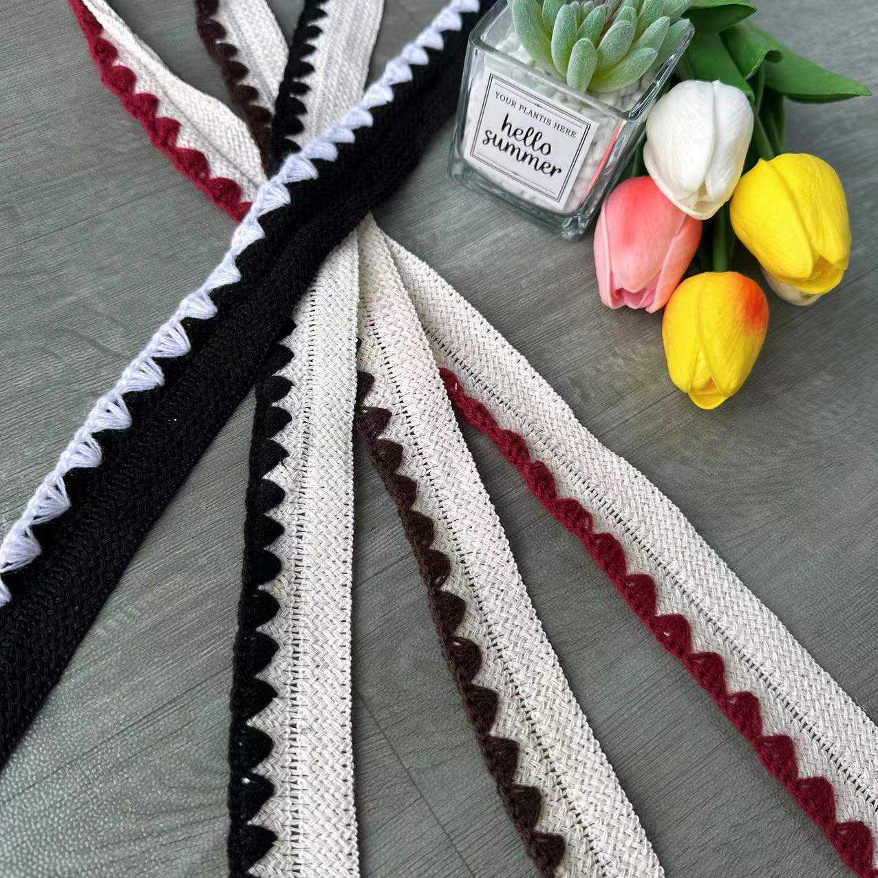 1.5cm3.0cm黑白花边包边条车线贝壳折边服装窗帘衣服服饰辅料详情3