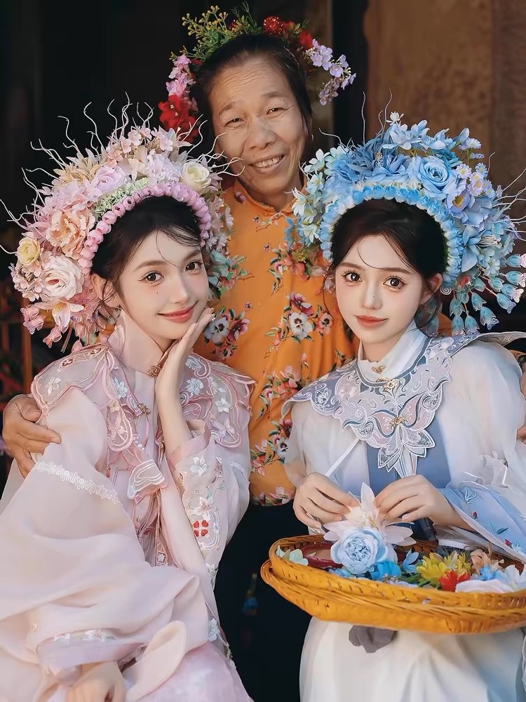 福建泉州浔埔女簪花头饰民族风花围高颜值爆款仿真花泉州簪花新款详情3