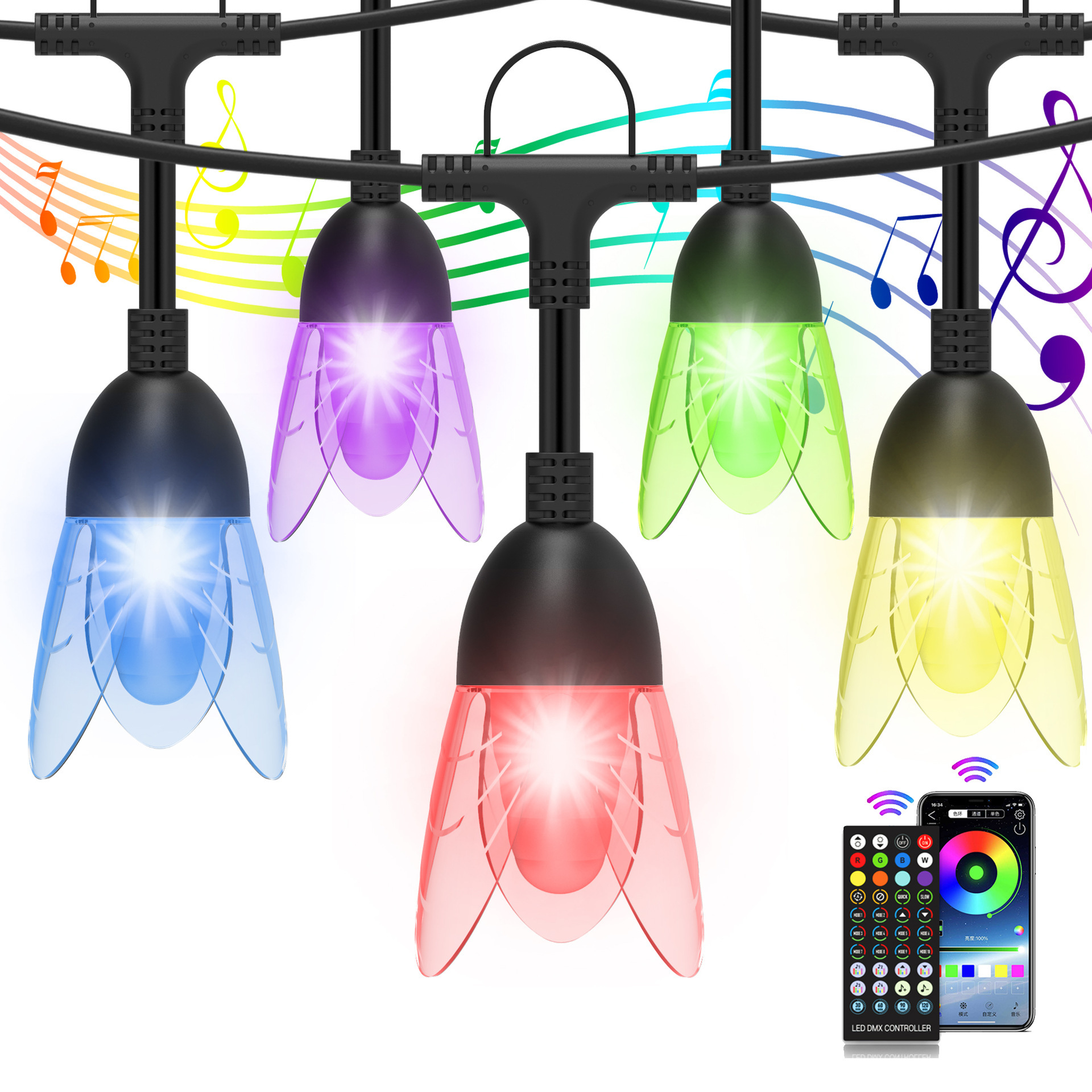 RGB color fantasma LED light string 5V control remoto APP de control de la decoración de las vacaciones de navidad LED light string gran cantidad de superior pic 10