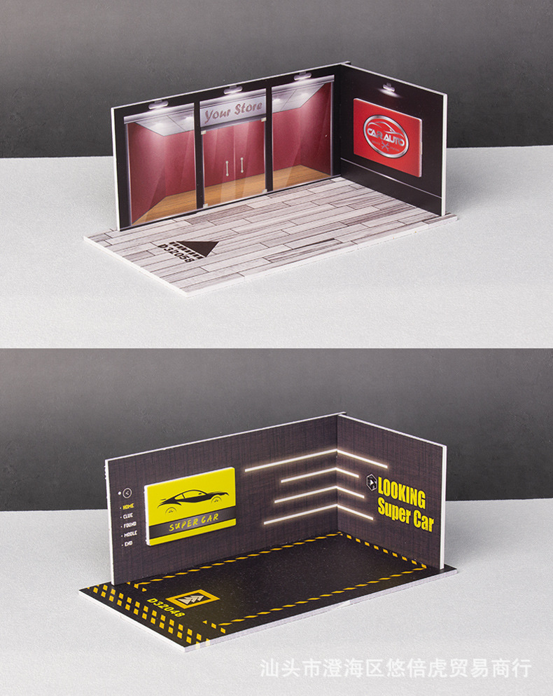 Car model scene 1:32 alloy car parking lot assembly PVC display with lighting ornaments wholesale pic 5