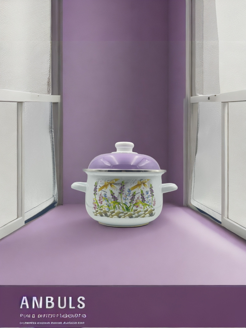 Enamel stew pot, soup pot with lid, thickened preservation three-piece set wholesale. Russian flower can be used over open flame 16-18-20 pic 11