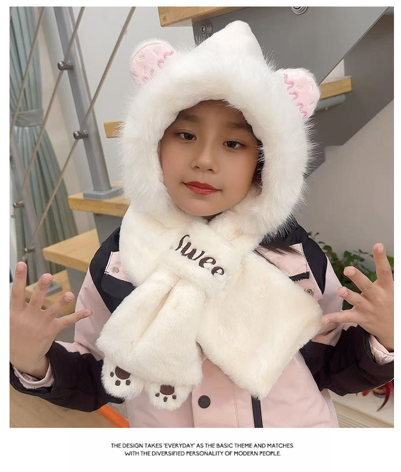 The 2024 winter hat for boys, girls and children features a cute teddy bear plush hat and scarf in one piece, providing warmth and warmth with thickened design pic 9