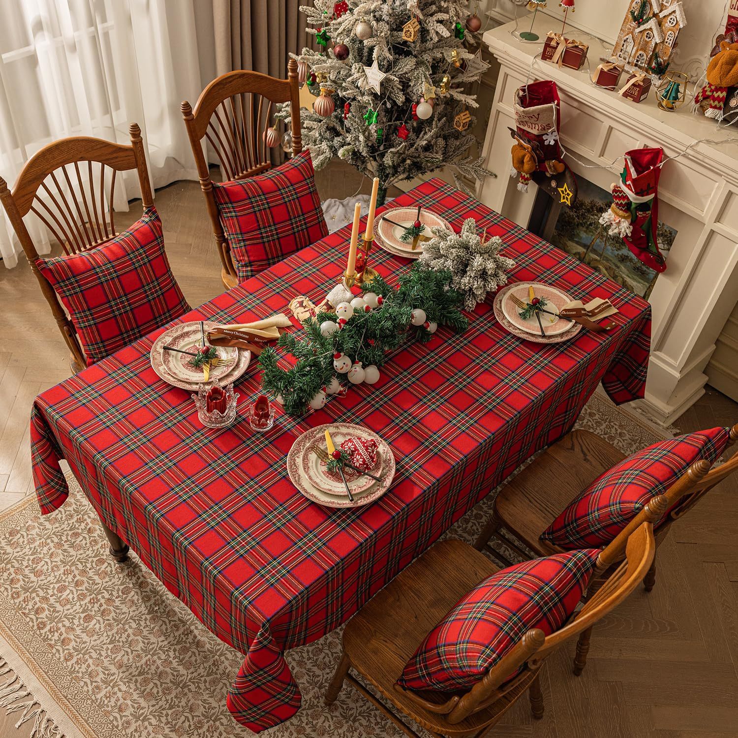 Cross-border Christmas holiday decoration table fabric, retro striped checkered cotton and linen restaurant party cover, Amazon pic 33