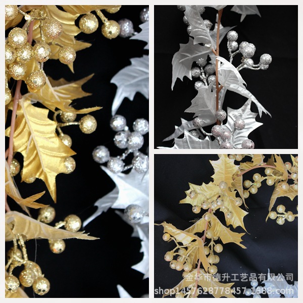 Desheng Factory supplies hotel and shopping mall scene decoration, Christmas hanging ornaments, golden fruit and golden leaf bracelets, and DIY rattan strips pic 4