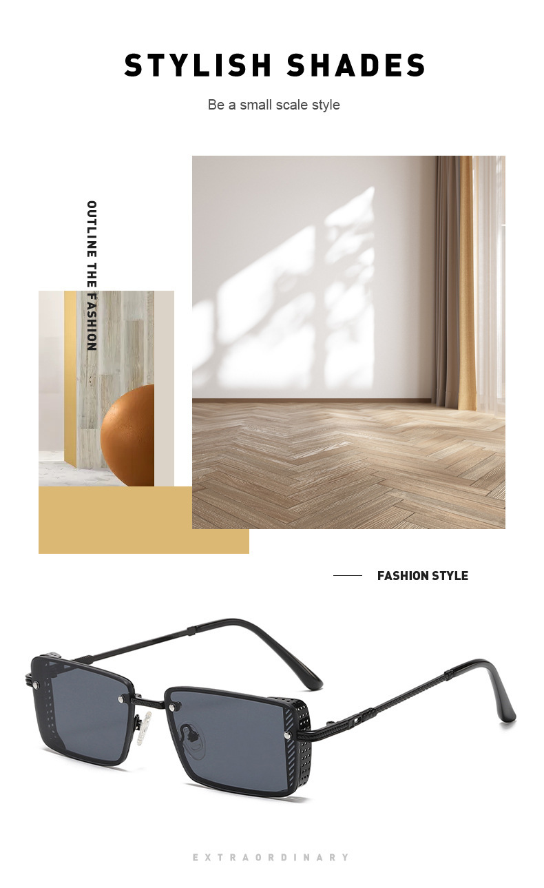 新款摩登太阳镜男女个性小方框跨境韩版海洋片眼镜街拍嘻哈墨镜详情2