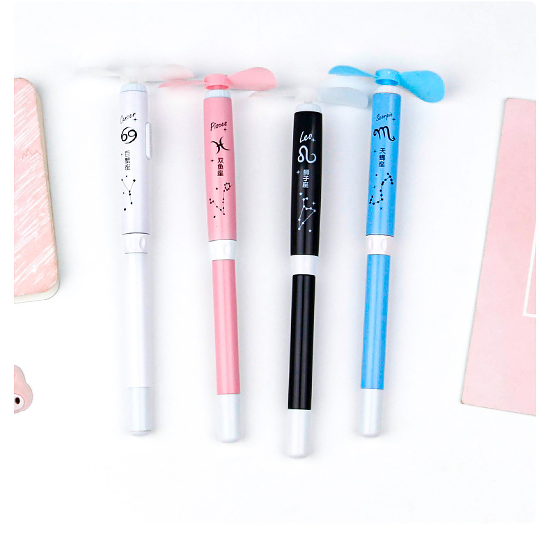 Creative shaped electric small fan constellation gel pen, black 0.5mm signature pen, student exam office pen pic 9