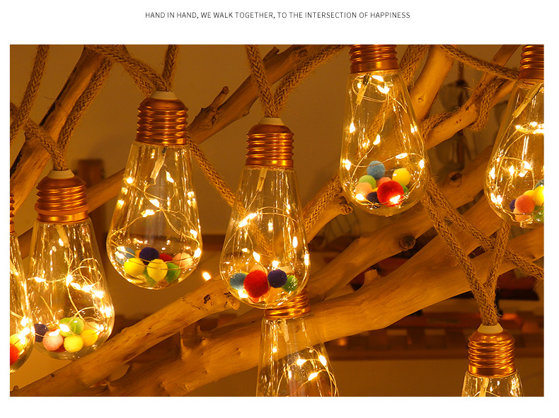 Cross-border 2023 new solar hemp rope light, copper wire string light, outdoor waterproof camping decoration, Christmas festival color light pic 6